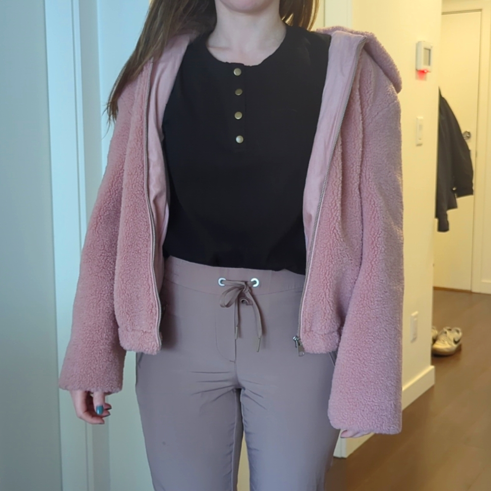 M&S Womens Light Pastel Pink Fleece Thick Zip Jacket - Size S - Picture 6 of 6
